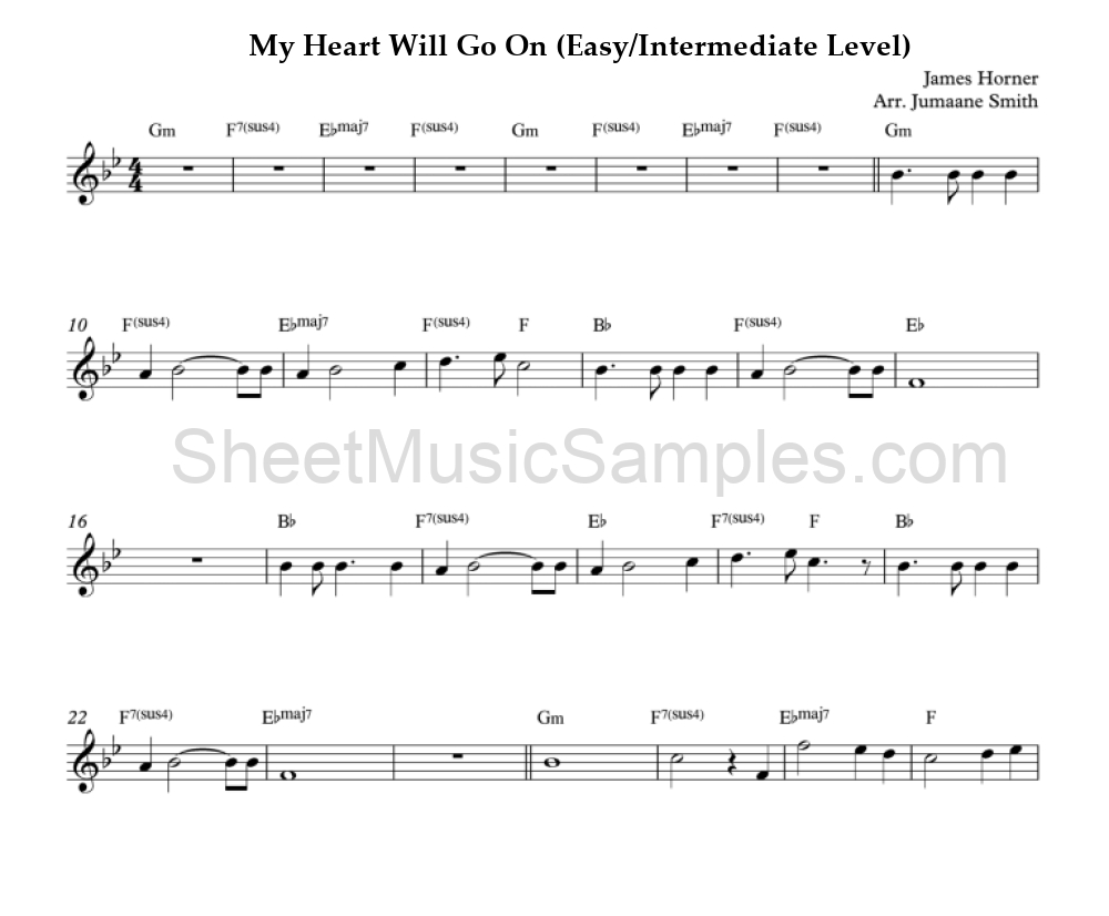 My Heart Will Go On (Easy/Intermediate Level)