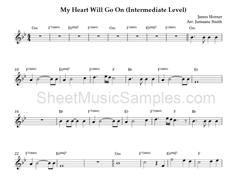 My Heart Will Go On (Intermediate Level)