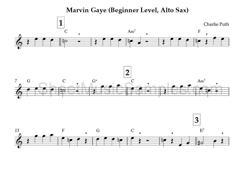 Marvin Gaye (Beginner Level, Alto Sax)