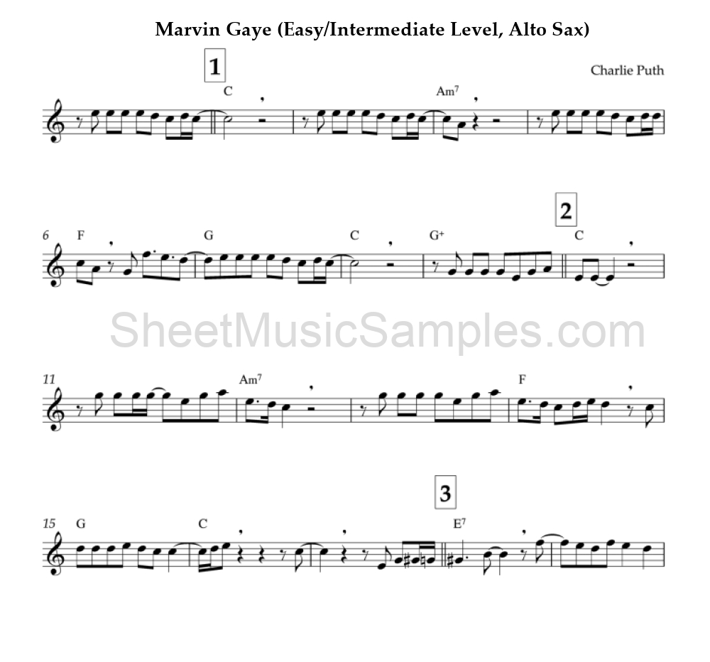 Marvin Gaye (Easy/Intermediate Level, Alto Sax)