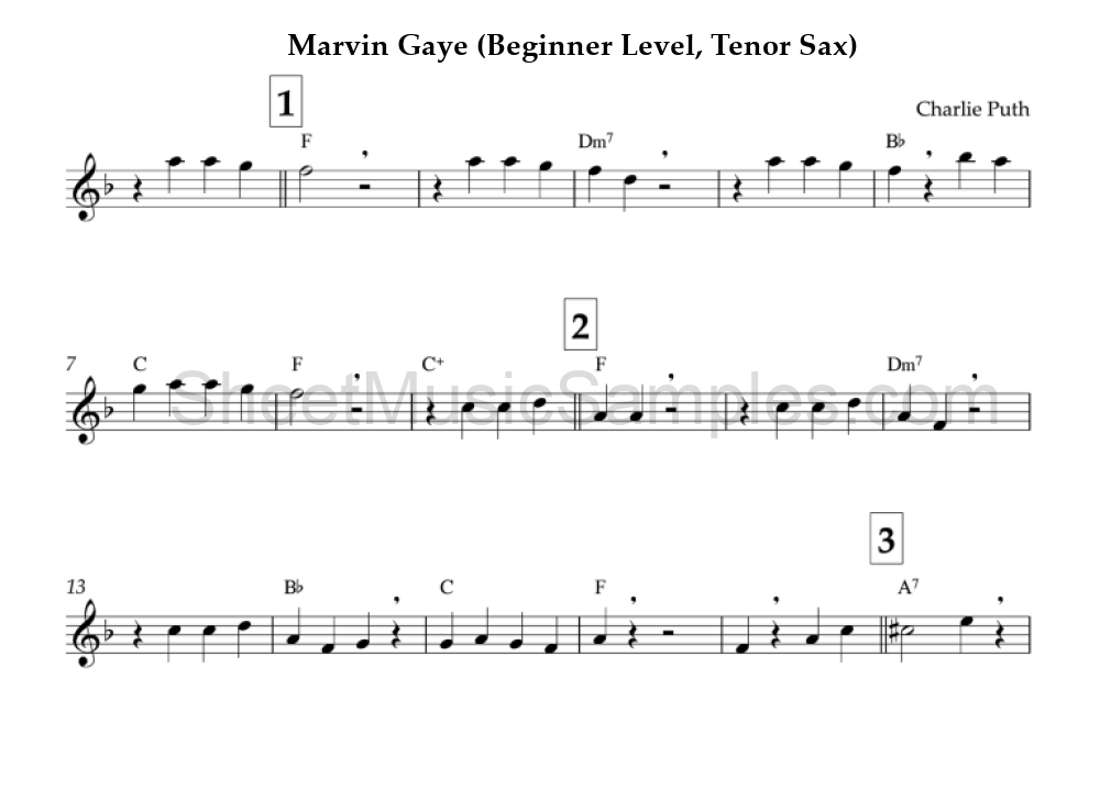 Marvin Gaye (Beginner Level, Tenor Sax)