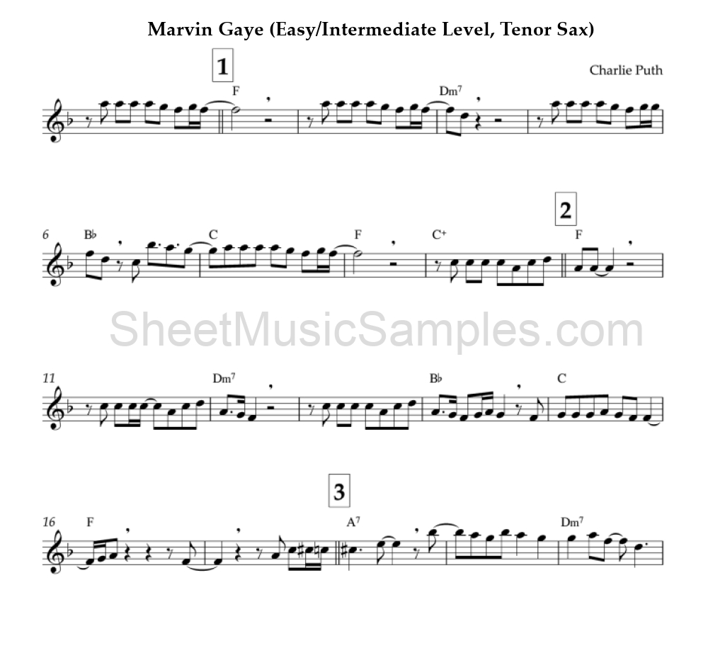 Marvin Gaye (Easy/Intermediate Level, Tenor Sax)