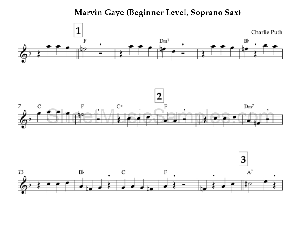 Marvin Gaye (Beginner Level, Soprano Sax)