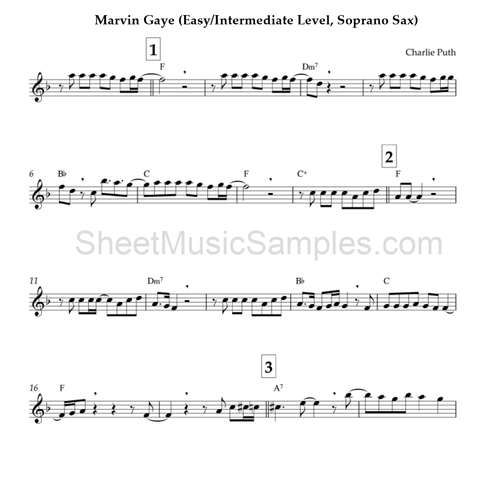 Marvin Gaye (Easy/Intermediate Level, Soprano Sax)