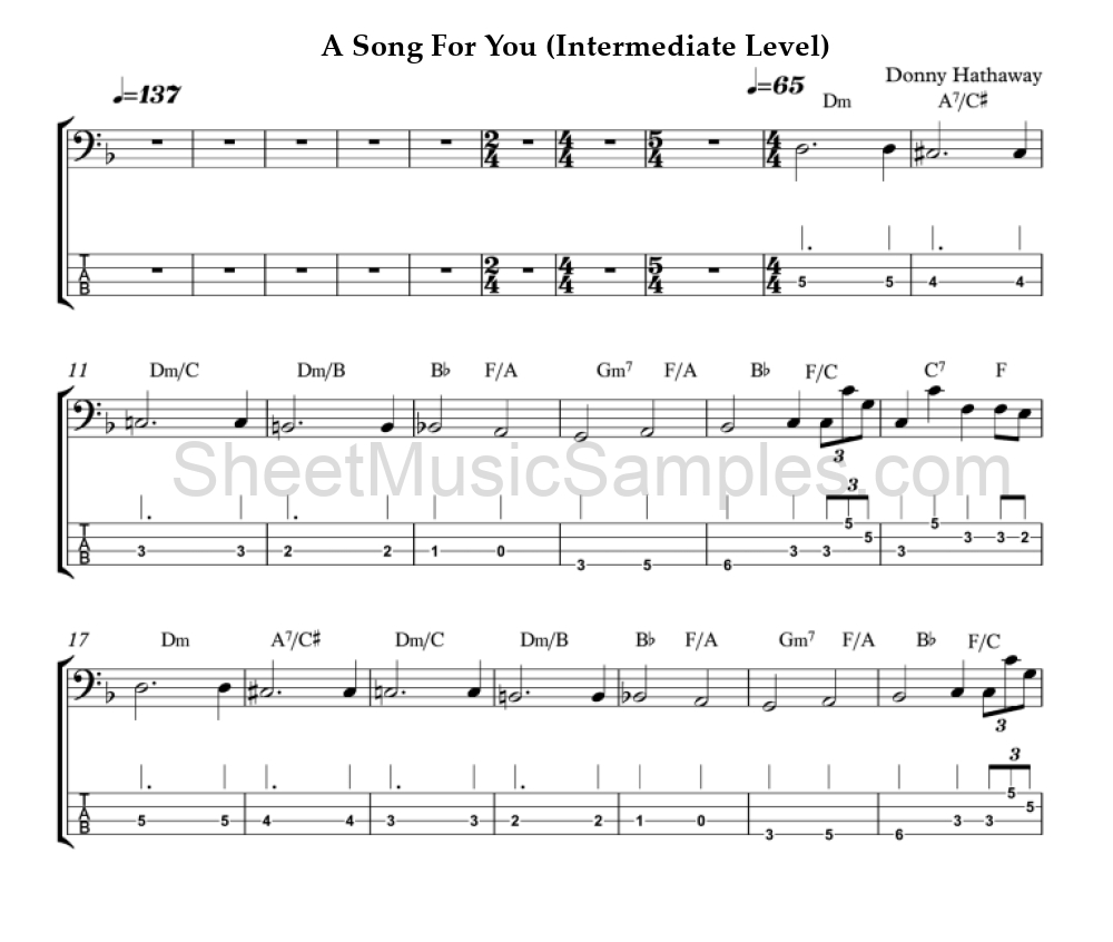 A Song For You (Intermediate Level)