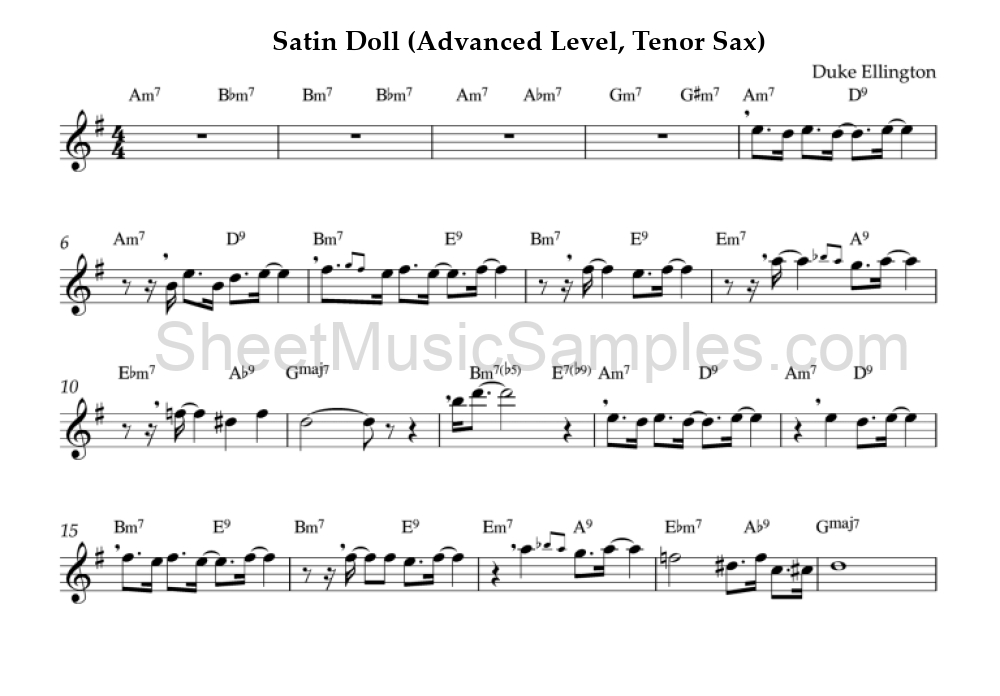 Satin Doll (Advanced Level, Tenor Sax)