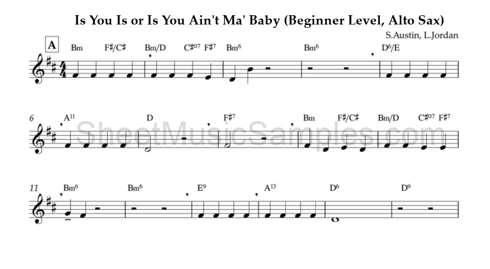 Is You Is or Is You Ain't Ma' Baby (Beginner Level, Alto Sax)