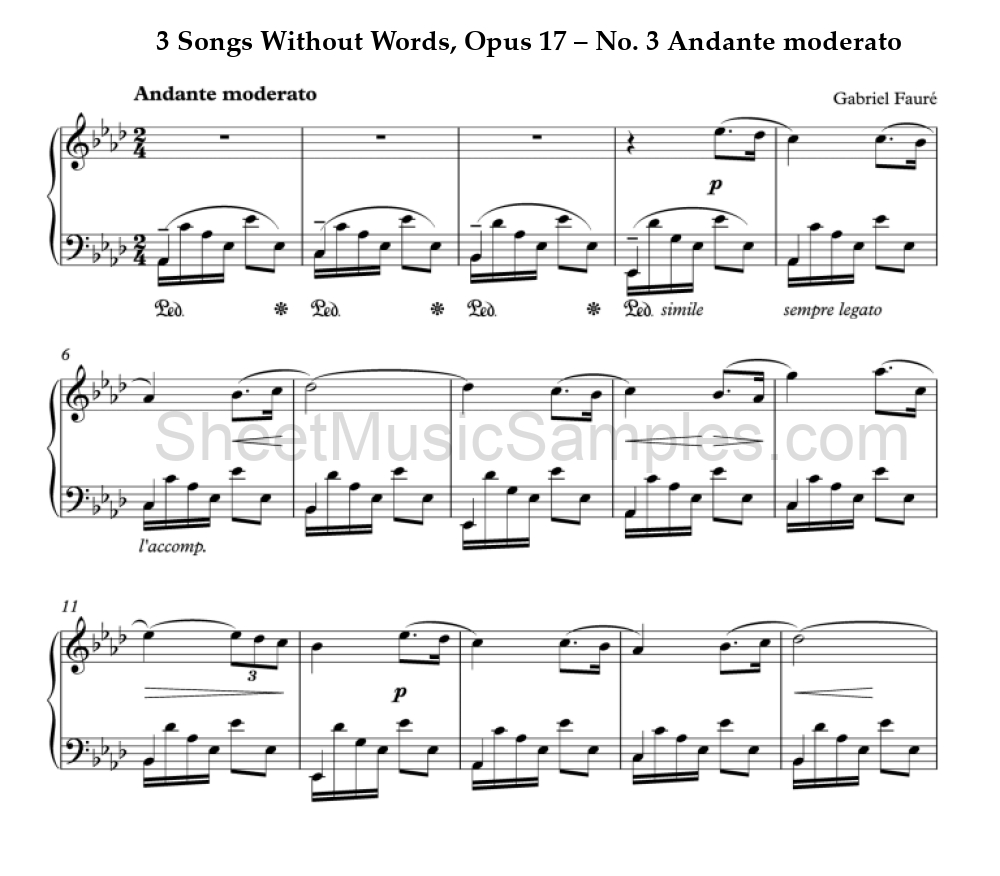 3 Songs Without Words, Opus 17 – No. 3 Andante moderato