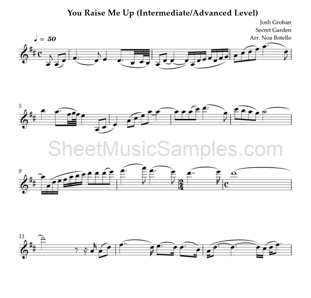 You Raise Me Up (Intermediate/Advanced Level)