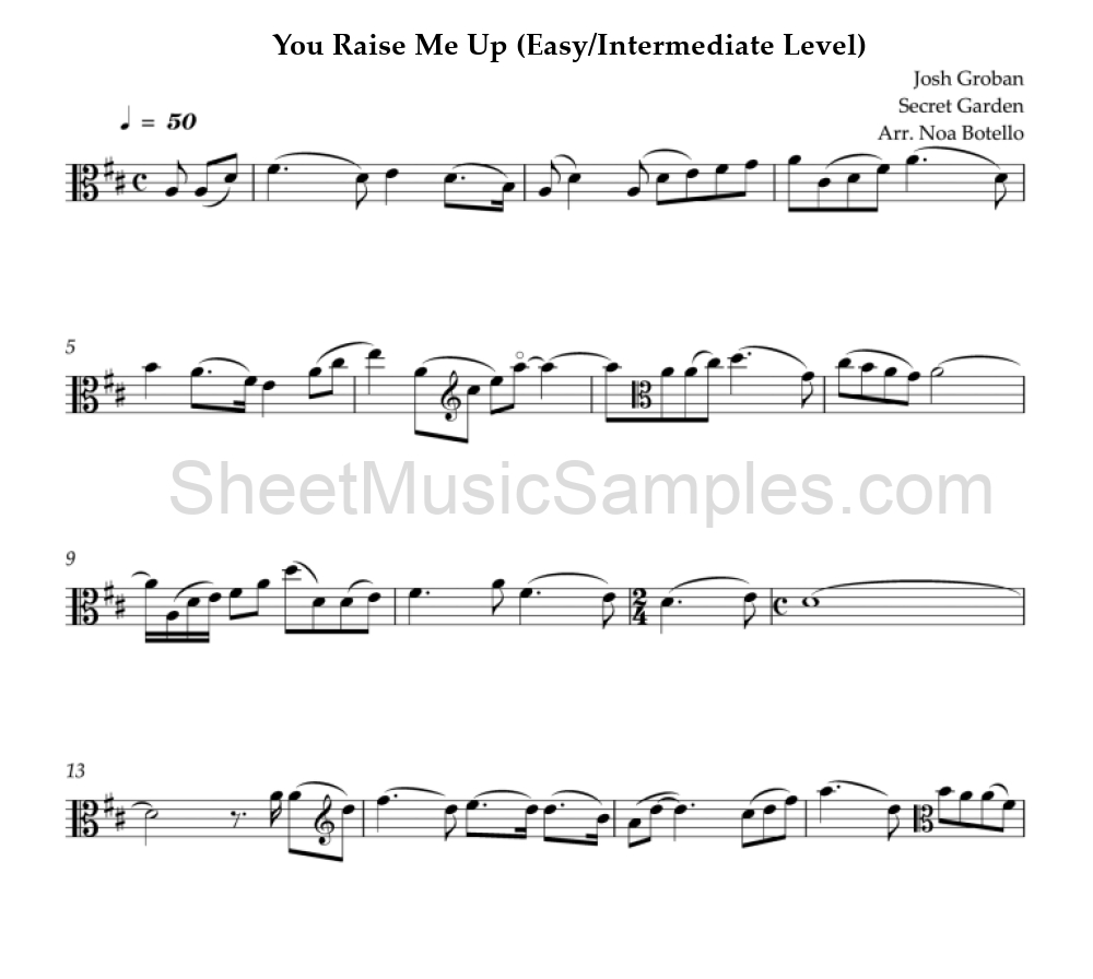 You Raise Me Up (Easy/Intermediate Level)