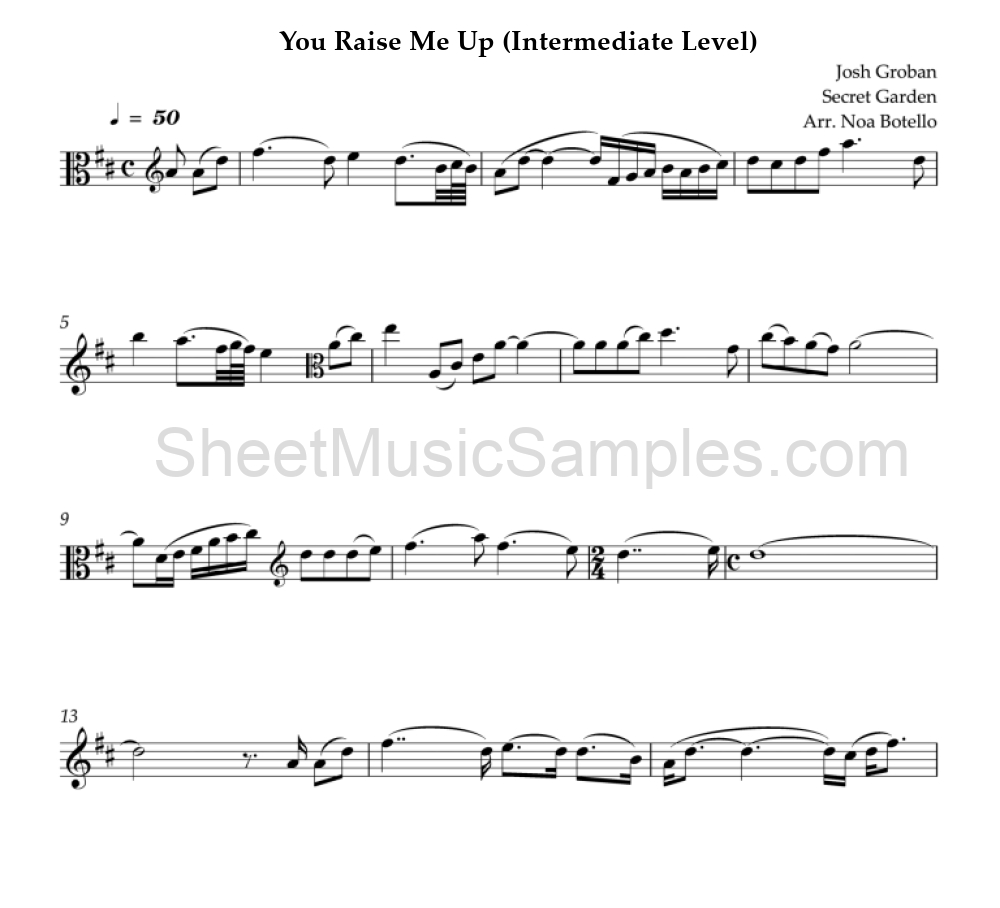 You Raise Me Up (Intermediate Level)