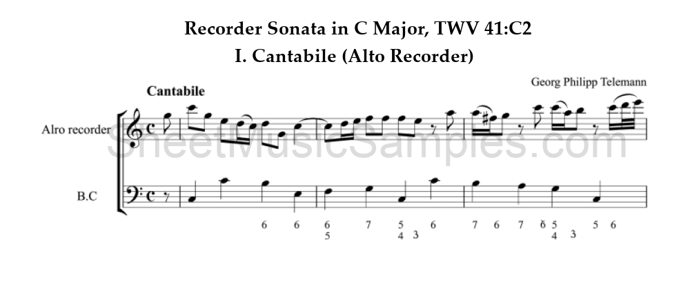 Recorder Sonata in C Major, TWV 41:C2 - I. Cantabile (Alto Recorder)