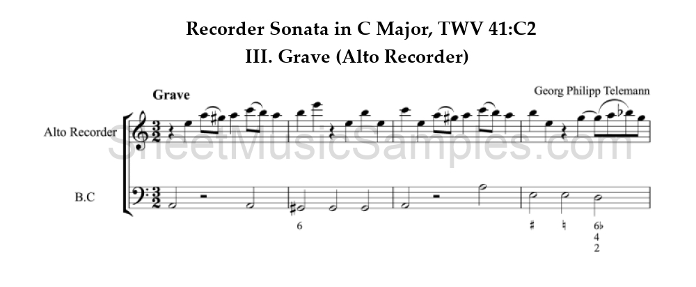 Recorder Sonata in C Major, TWV 41:C2 - III. Grave (Alto Recorder)