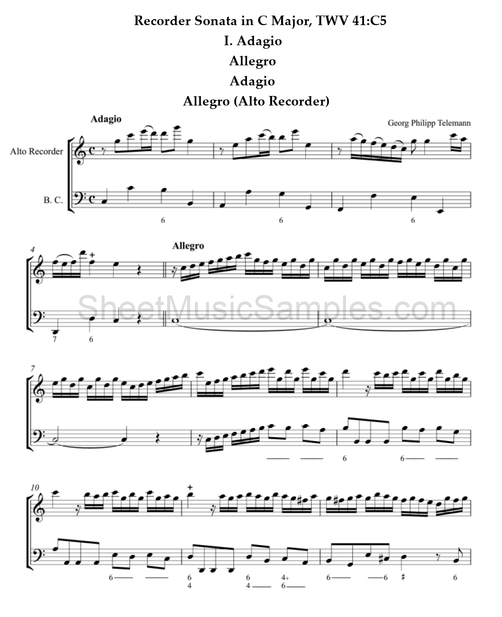 Recorder Sonata in C Major, TWV 41:C5 - I. Adagio - Allegro - Adagio - Allegro (Alto Recorder)