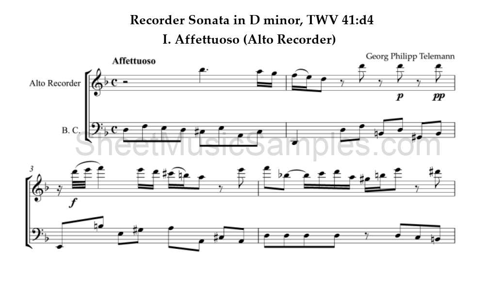 Recorder Sonata in D minor, TWV 41:d4 - I. Affettuoso (Alto Recorder)