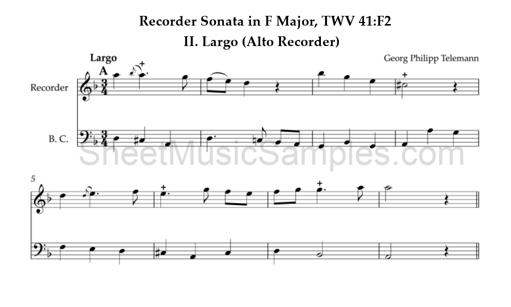 Recorder Sonata in F Major, TWV 41:F2 - II. Largo (Alto Recorder)