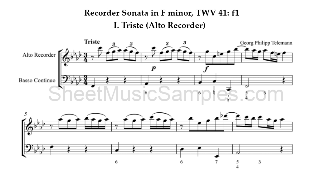 Recorder Sonata in F minor, TWV 41: f1 - I. Triste (Alto Recorder)