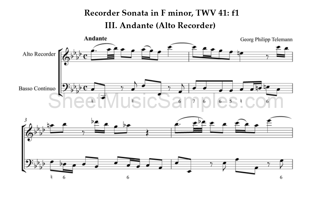 Recorder Sonata in F minor, TWV 41: f1 - III. Andante (Alto Recorder)