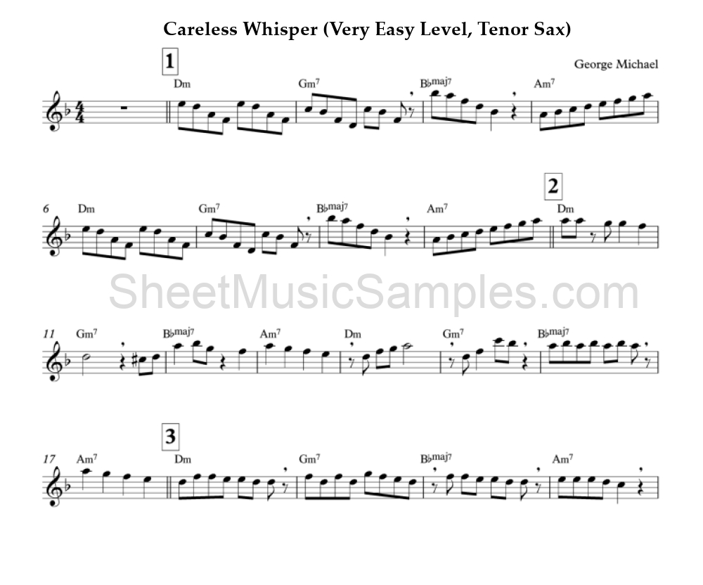 Careless Whisper (Very Easy Level, Tenor Sax)