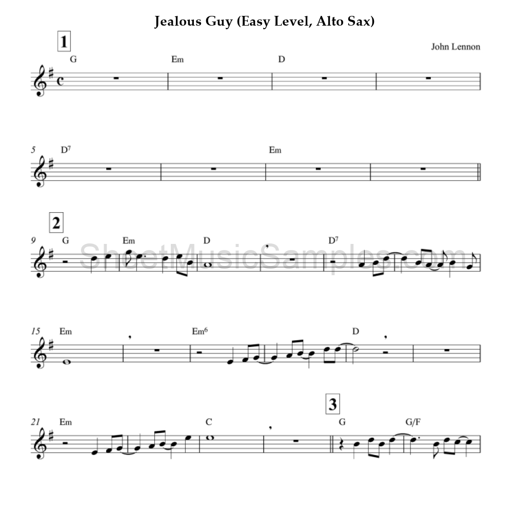 Jealous Guy (Easy Level, Alto Sax)