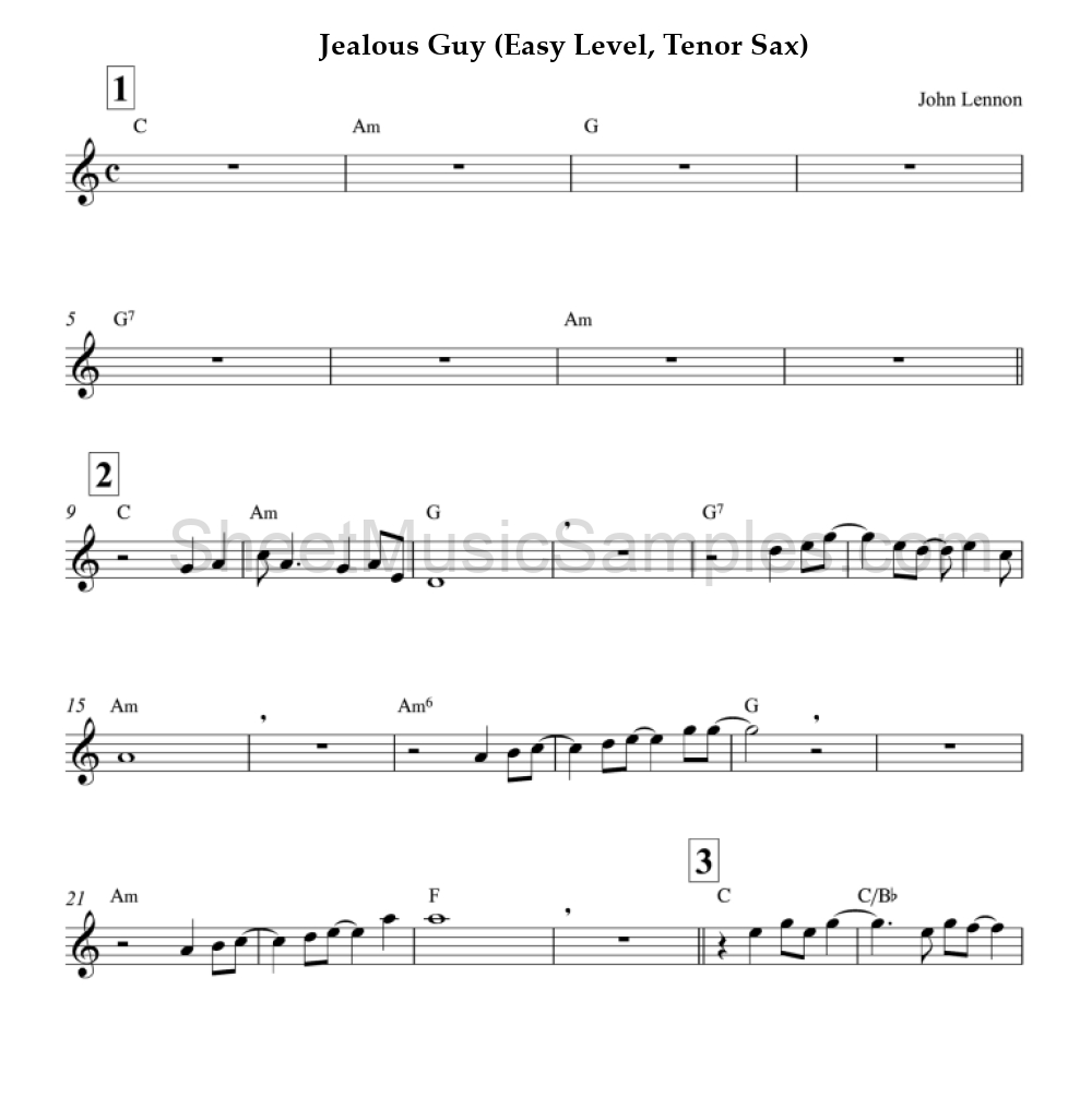 Jealous Guy (Easy Level, Tenor Sax)