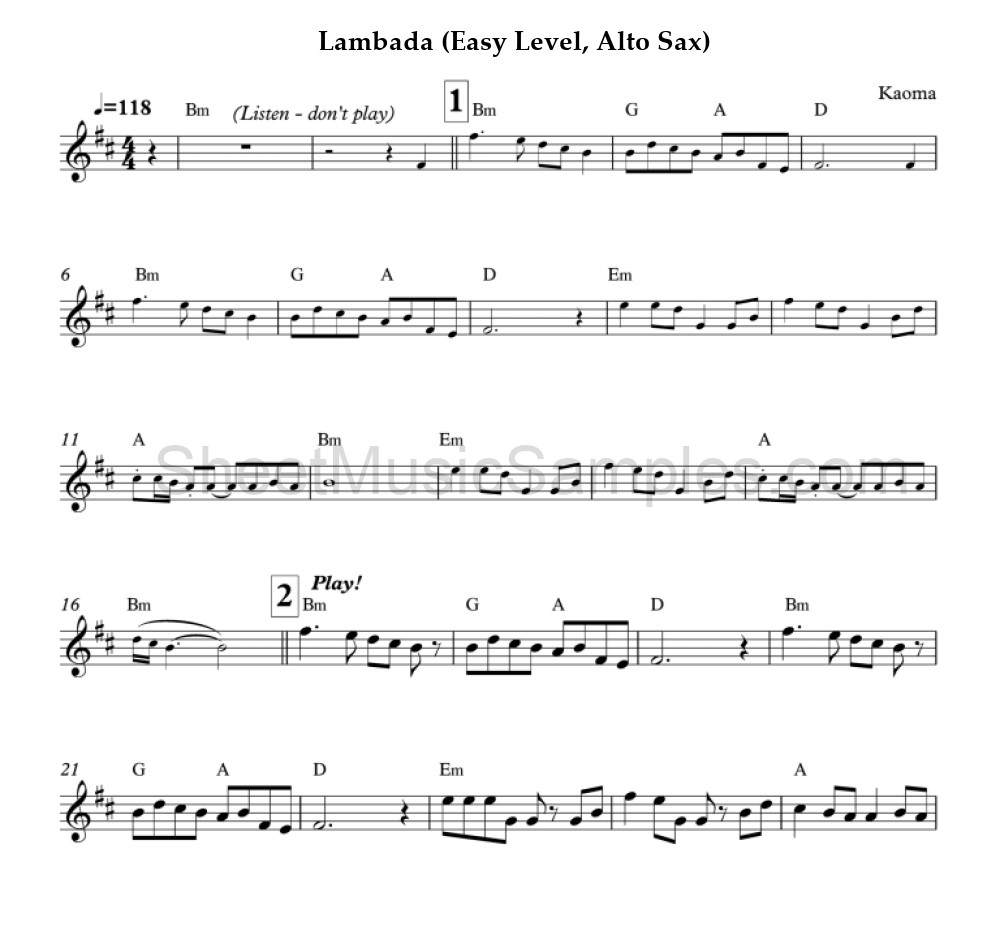 Lambada (Easy Level, Alto Sax)