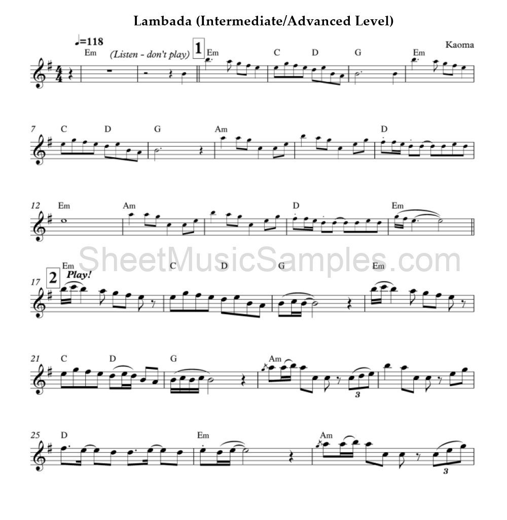 Lambada (Intermediate/Advanced Level)