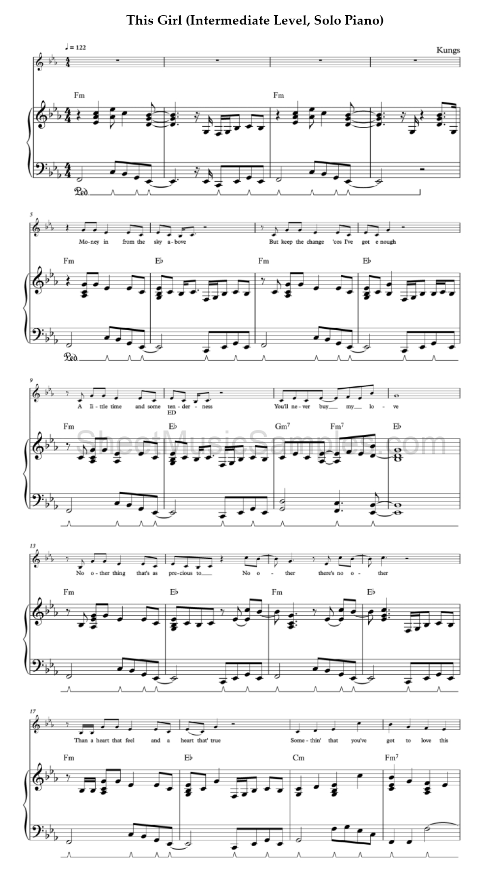 This Girl (Intermediate Level, Solo Piano)