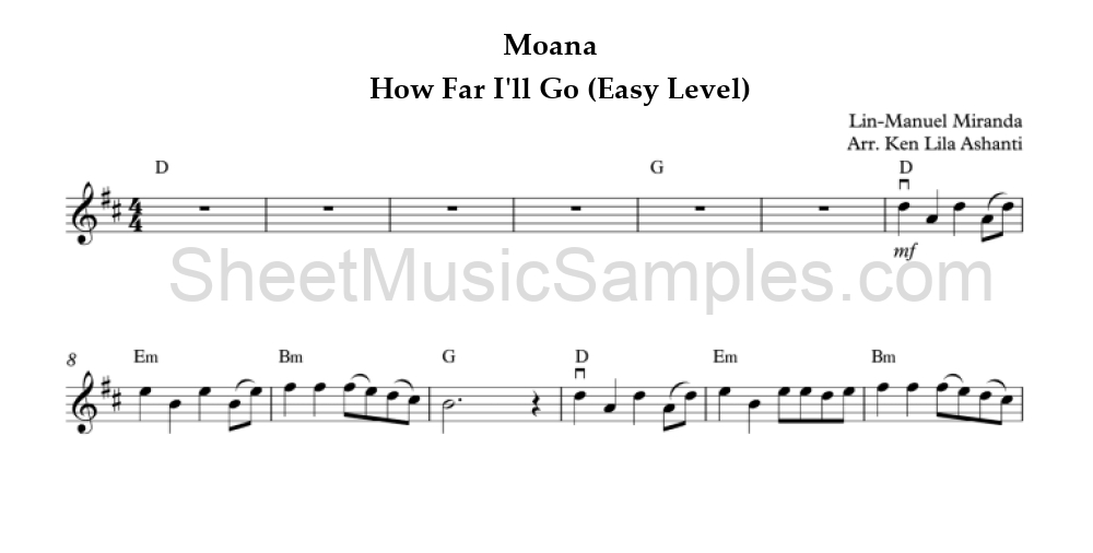 Moana - How Far I'll Go (Easy Level)