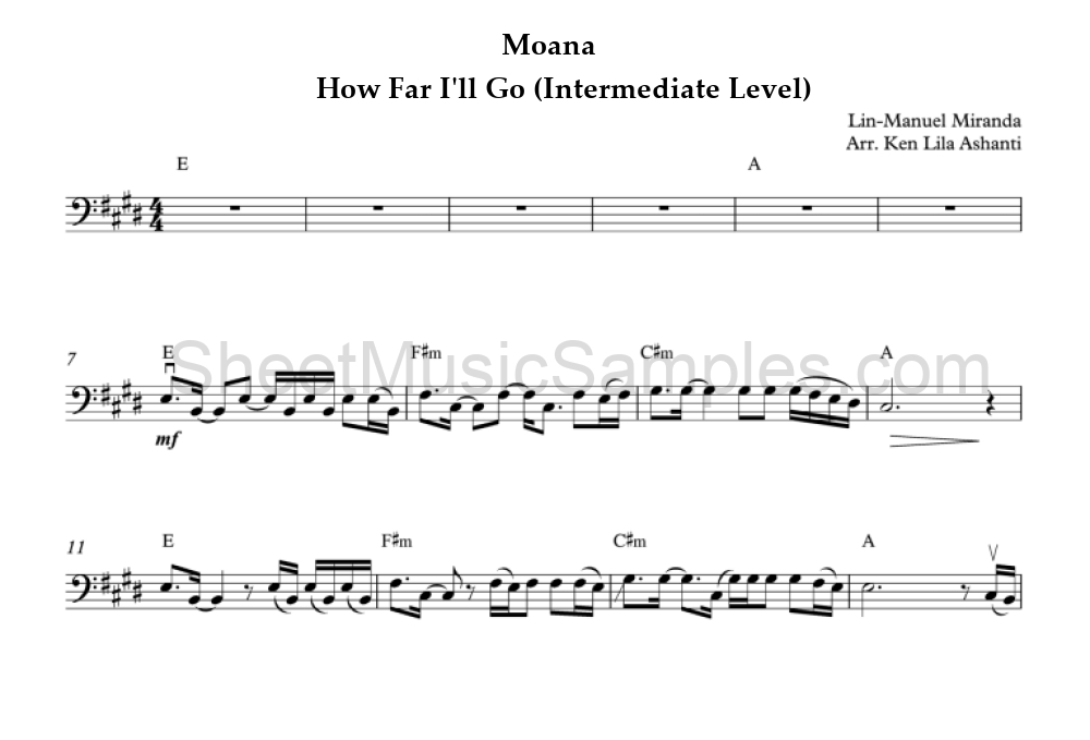 Moana - How Far I'll Go (Intermediate Level)