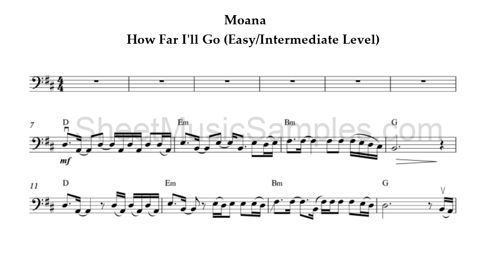 Moana - How Far I'll Go (Easy/Intermediate Level)