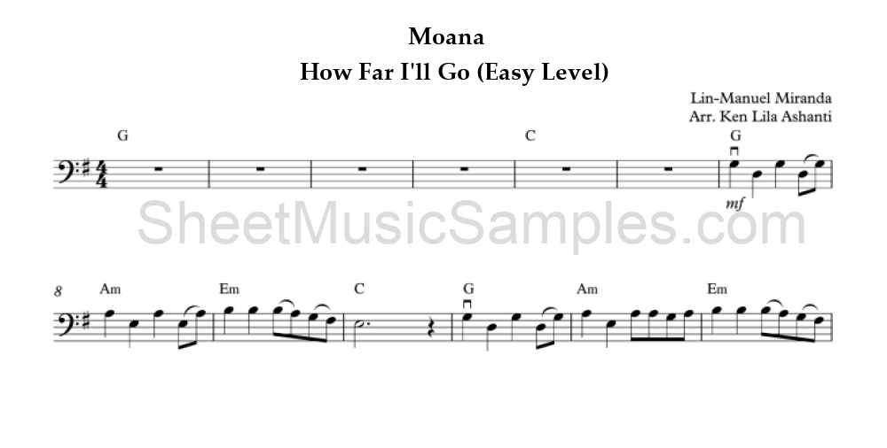 Moana - How Far I'll Go (Easy Level)