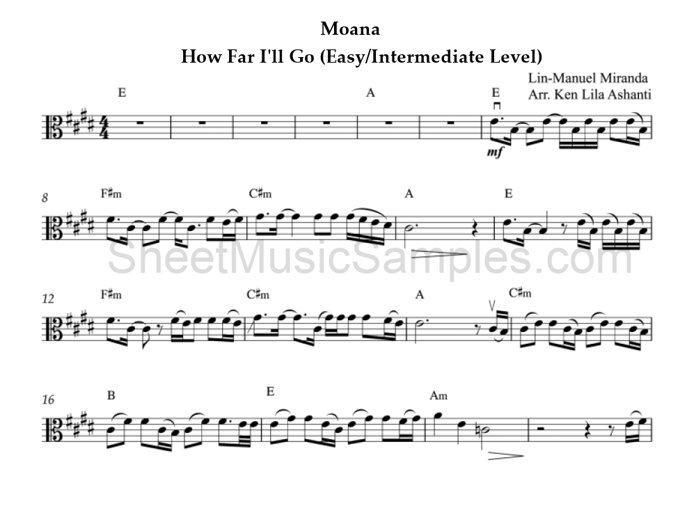 Moana - How Far I'll Go (Easy/Intermediate Level)