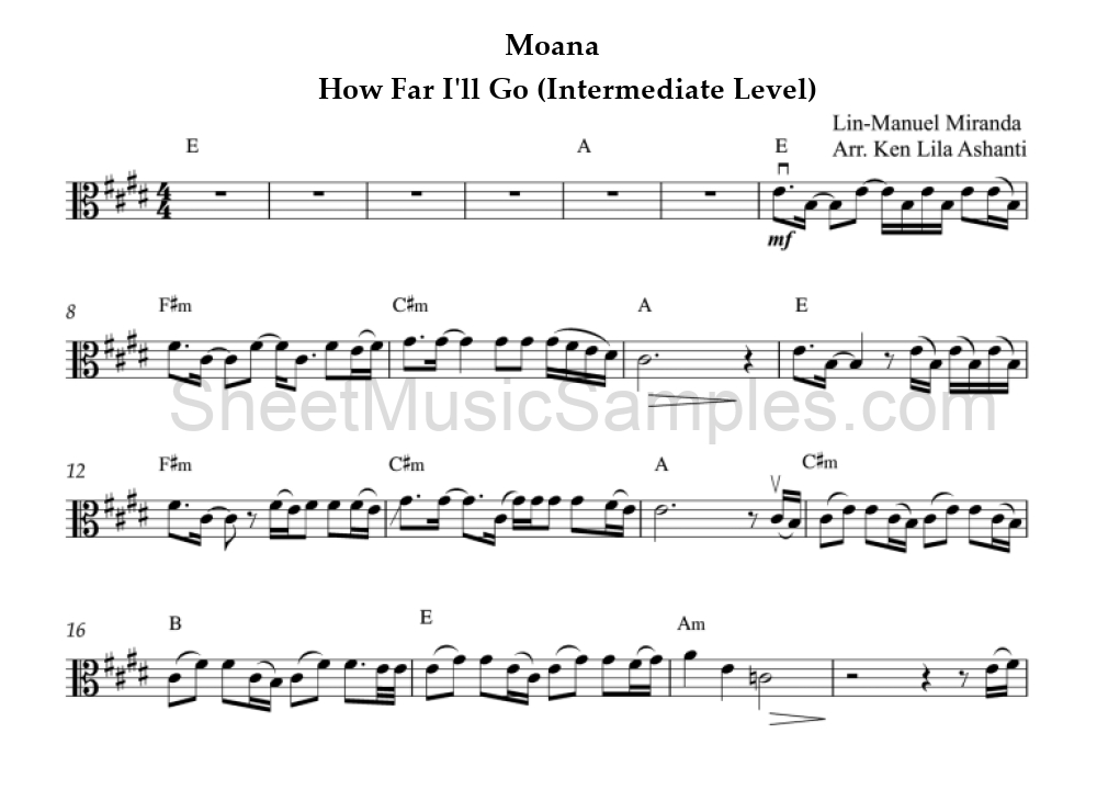 Moana - How Far I'll Go (Intermediate Level)