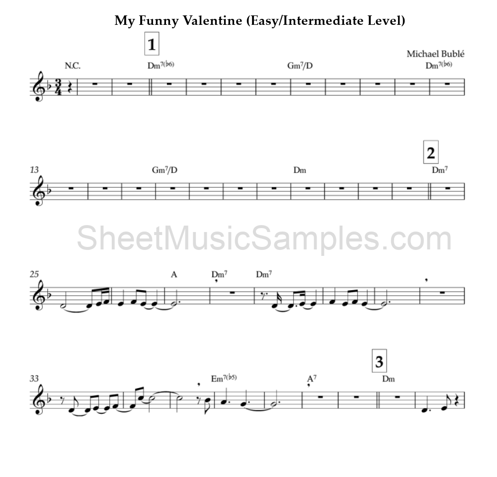 My Funny Valentine (Easy/Intermediate Level)