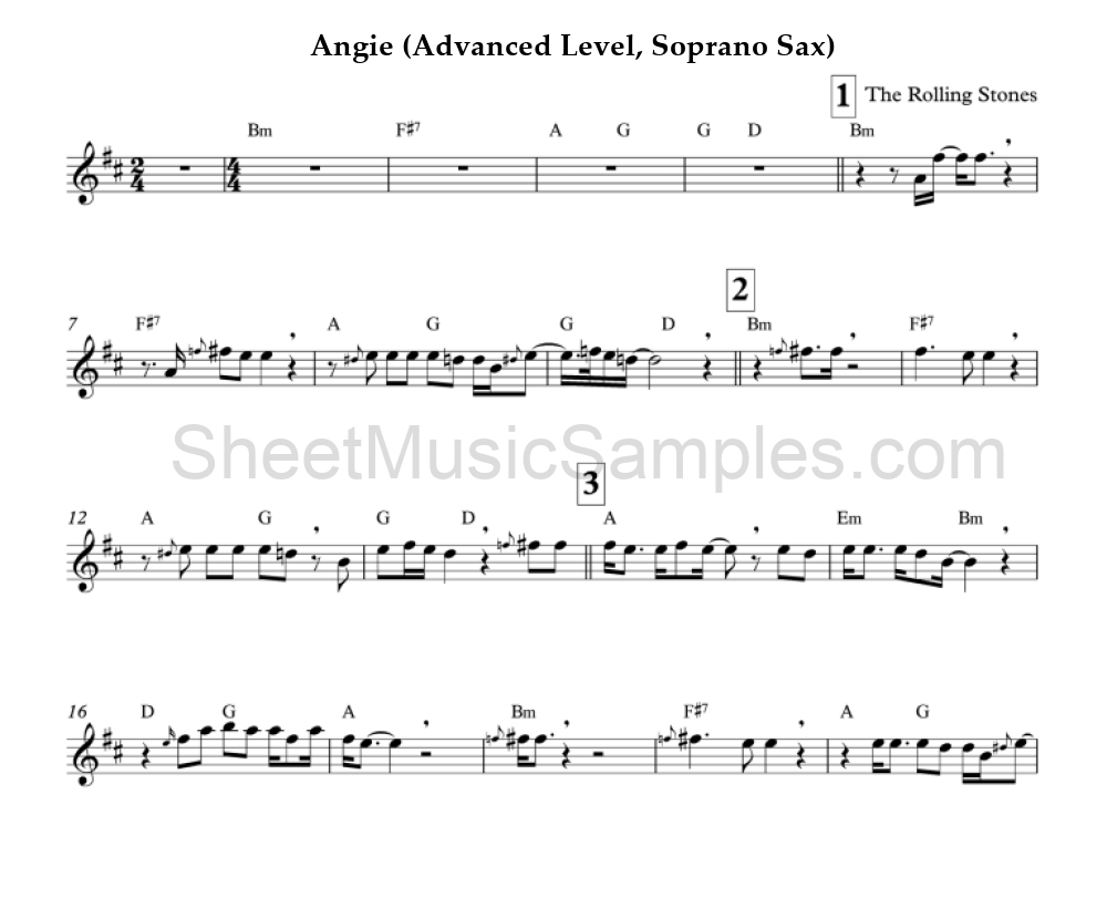 Angie (Advanced Level, Soprano Sax)