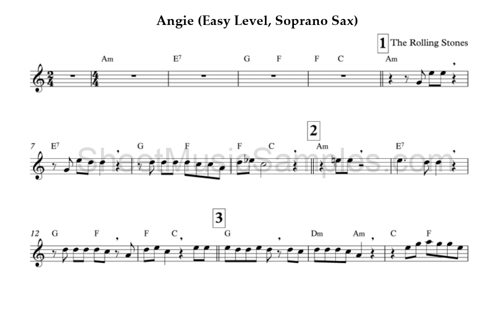 Angie (Easy Level, Soprano Sax)