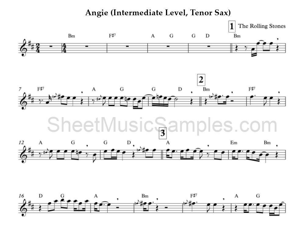 Angie (Intermediate Level, Tenor Sax)