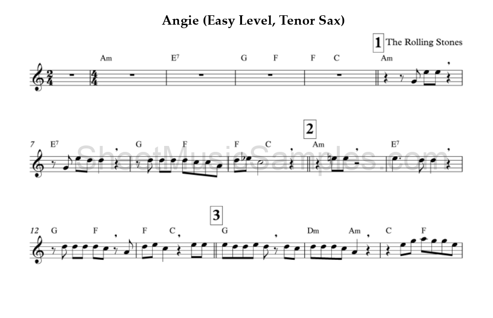 Angie (Easy Level, Tenor Sax)