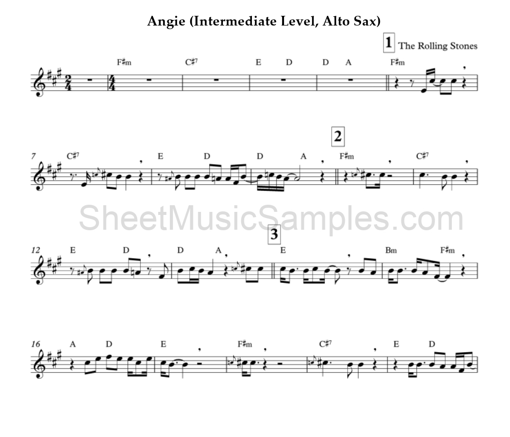 Angie (Intermediate Level, Alto Sax)