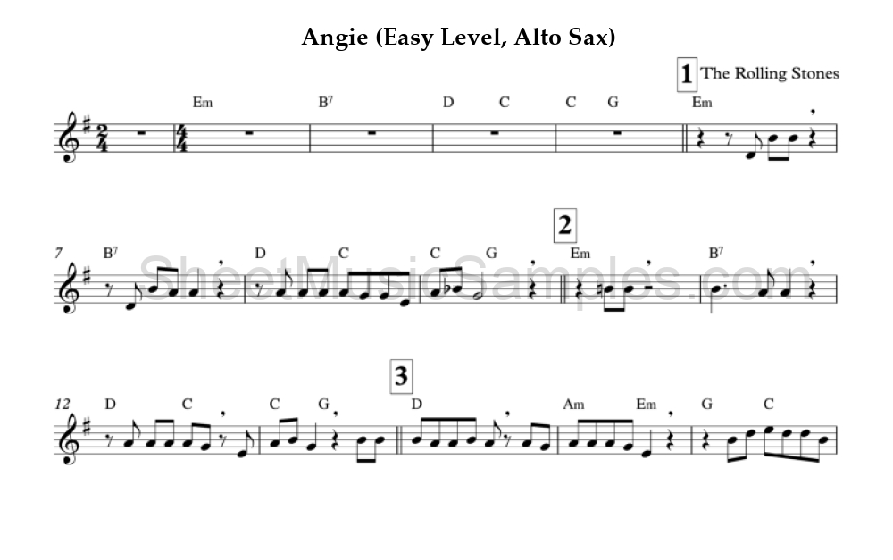 Angie (Easy Level, Alto Sax)