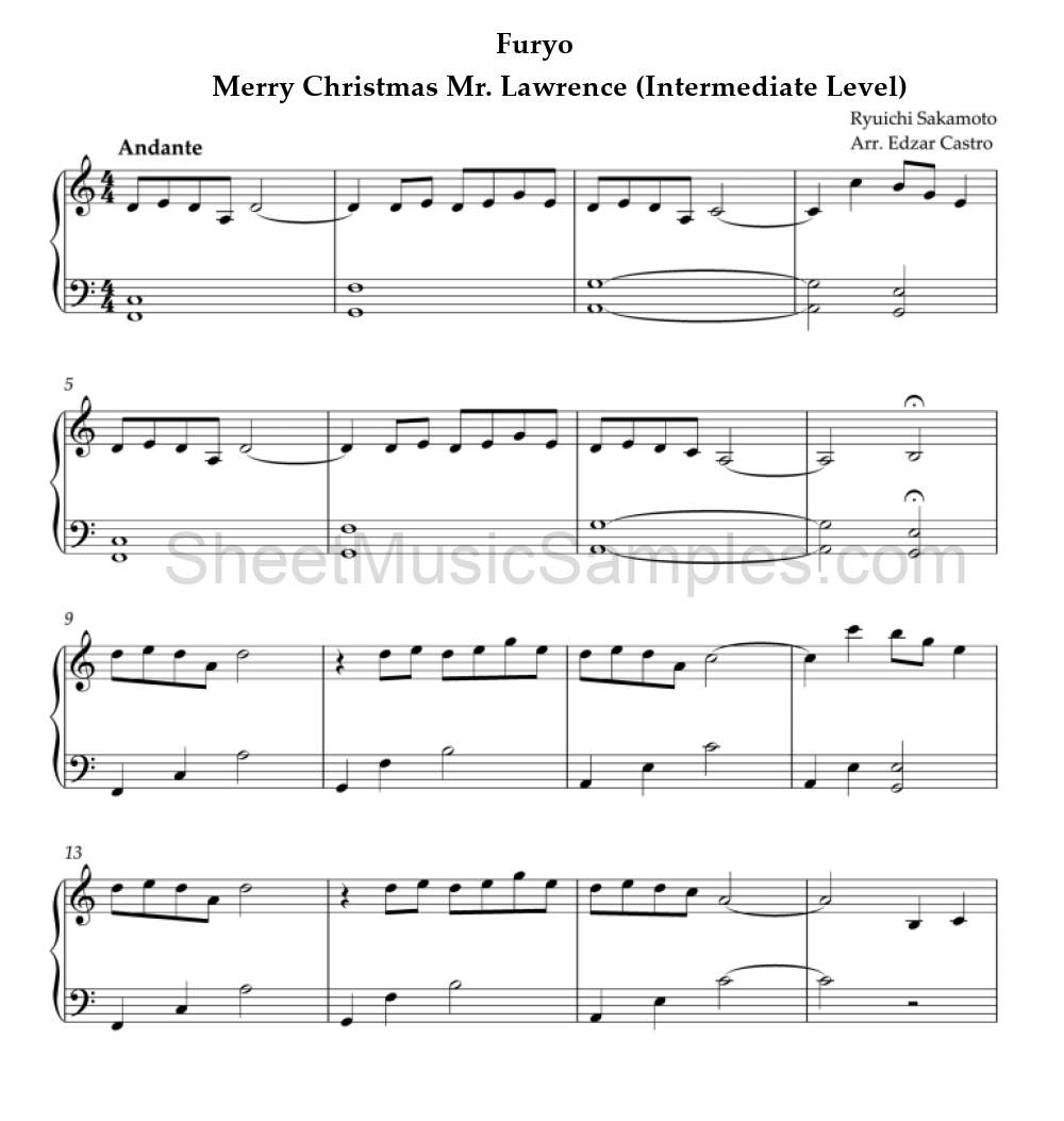 Furyo - Merry Christmas Mr. Lawrence (Intermediate Level)