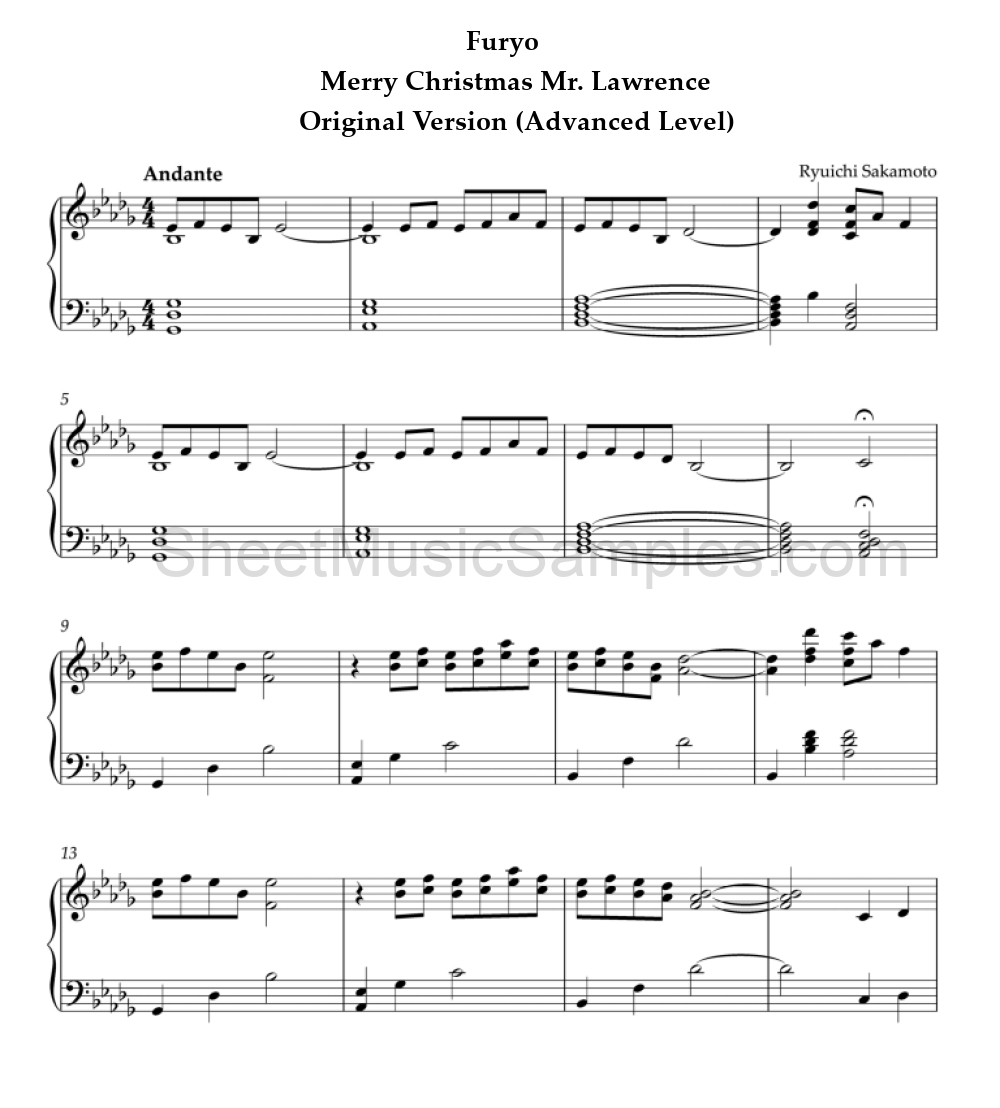 Furyo - Merry Christmas Mr. Lawrence - Original Version (Advanced Level)