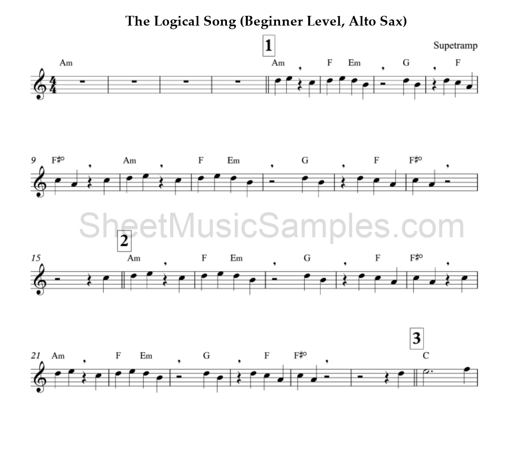 The Logical Song (Beginner Level, Alto Sax)