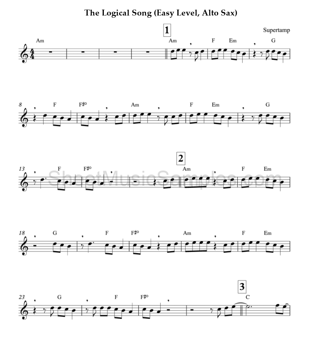 The Logical Song (Easy Level, Alto Sax)