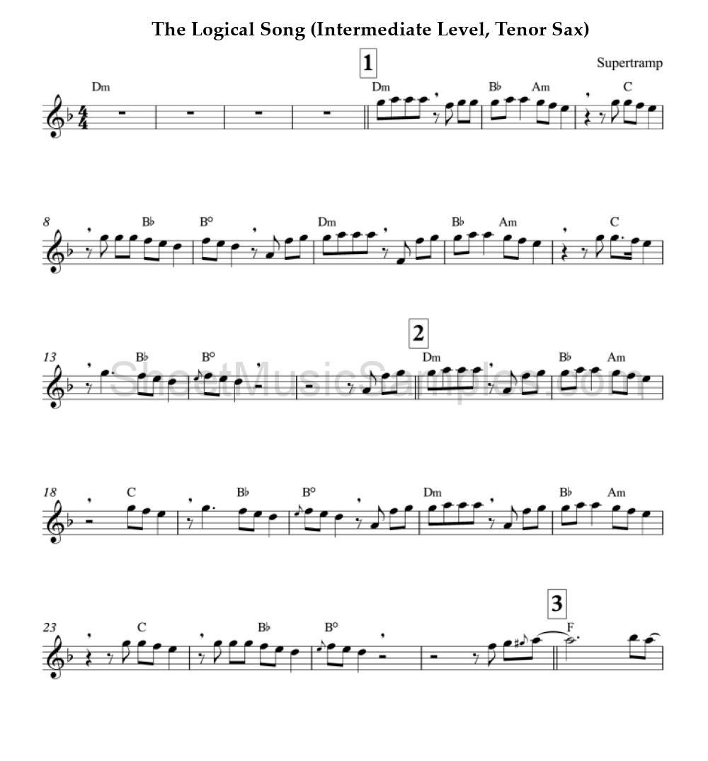 The Logical Song (Intermediate Level, Tenor Sax)