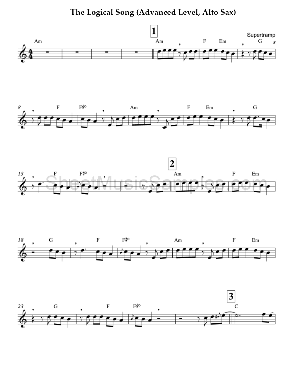 The Logical Song (Advanced Level, Alto Sax)