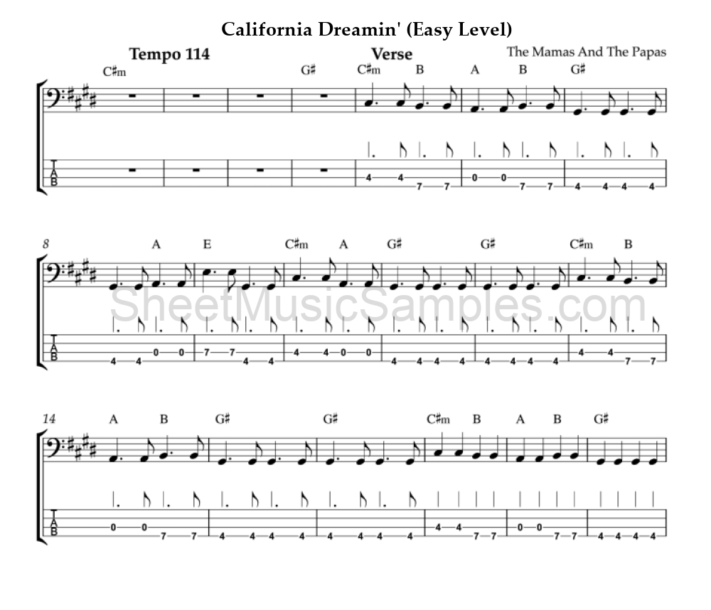 California Dreamin' (Easy Level)