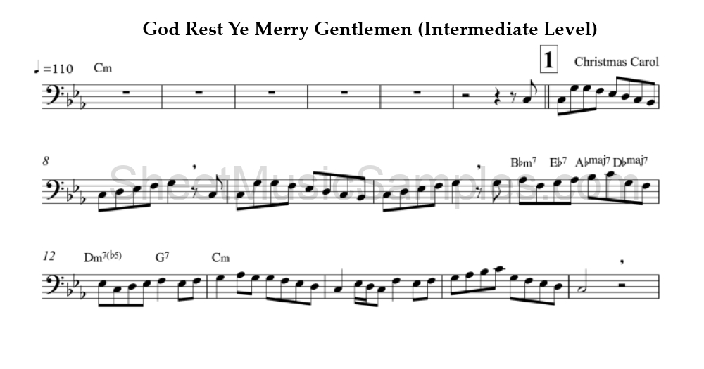 God Rest Ye Merry Gentlemen (Intermediate Level)