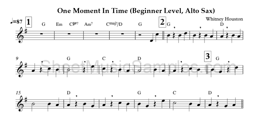 One Moment In Time (Beginner Level, Alto Sax)